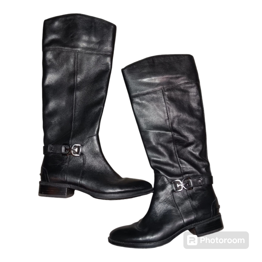 Sam Edelman Boots Women's 7.5 Black Leather Riding Knee High